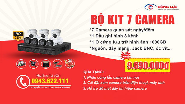 đại lý lắp trọn bộ 7 camera 1mp giá rẻ tại quảng ninh