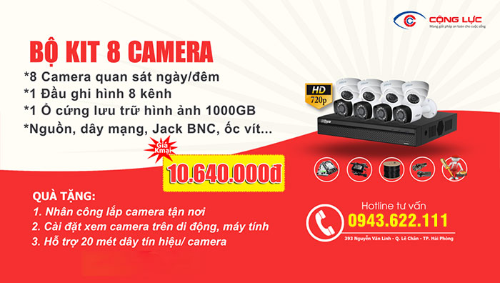 đại lý lắp trọn bộ 8 camera dahua 1mp chính hãng, giá rẻ tại quảng ninh
